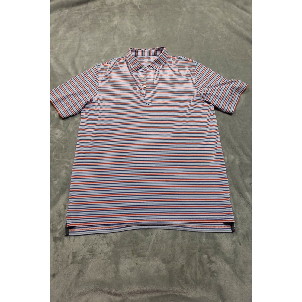 JOHNNIE-O Mens Size Large Performance Red‎ Blue Striped Golf Polo Shirt